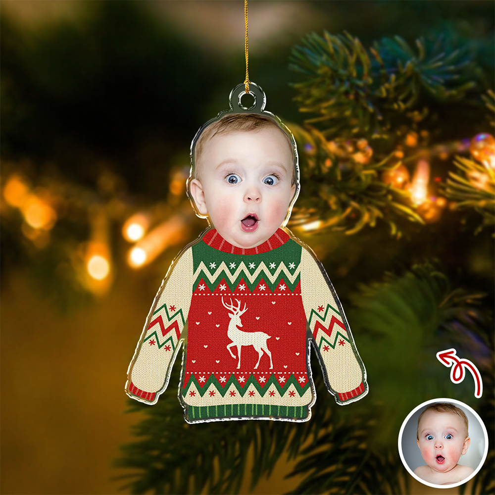 Custom Face Kid Funny Kid Ugly Sweater Acrylic Ornament For Christmas HA75 897844