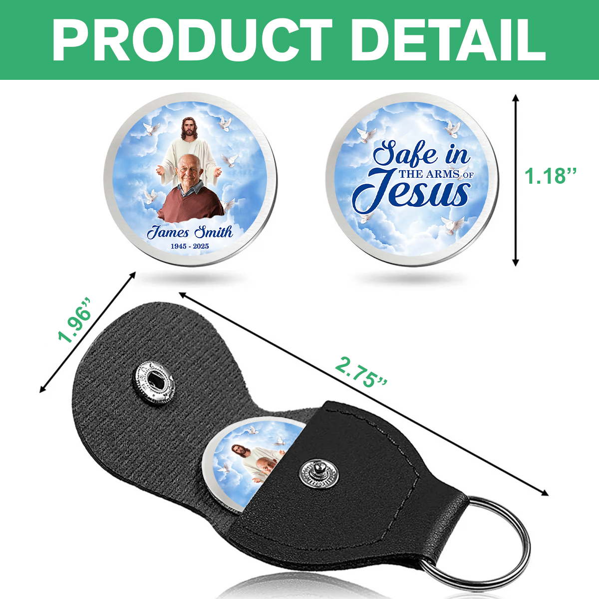 Custom Photo Safe In The Arms Of Jesus Memorial Pocket Hug HA75 898124