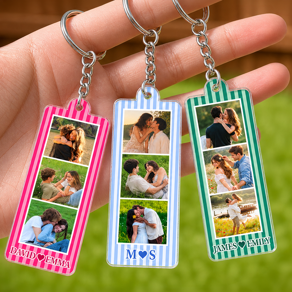 Custom Mini Photo Booth Strip Acrylic Keychain Personalized Couple Photos Gift CH07 180414