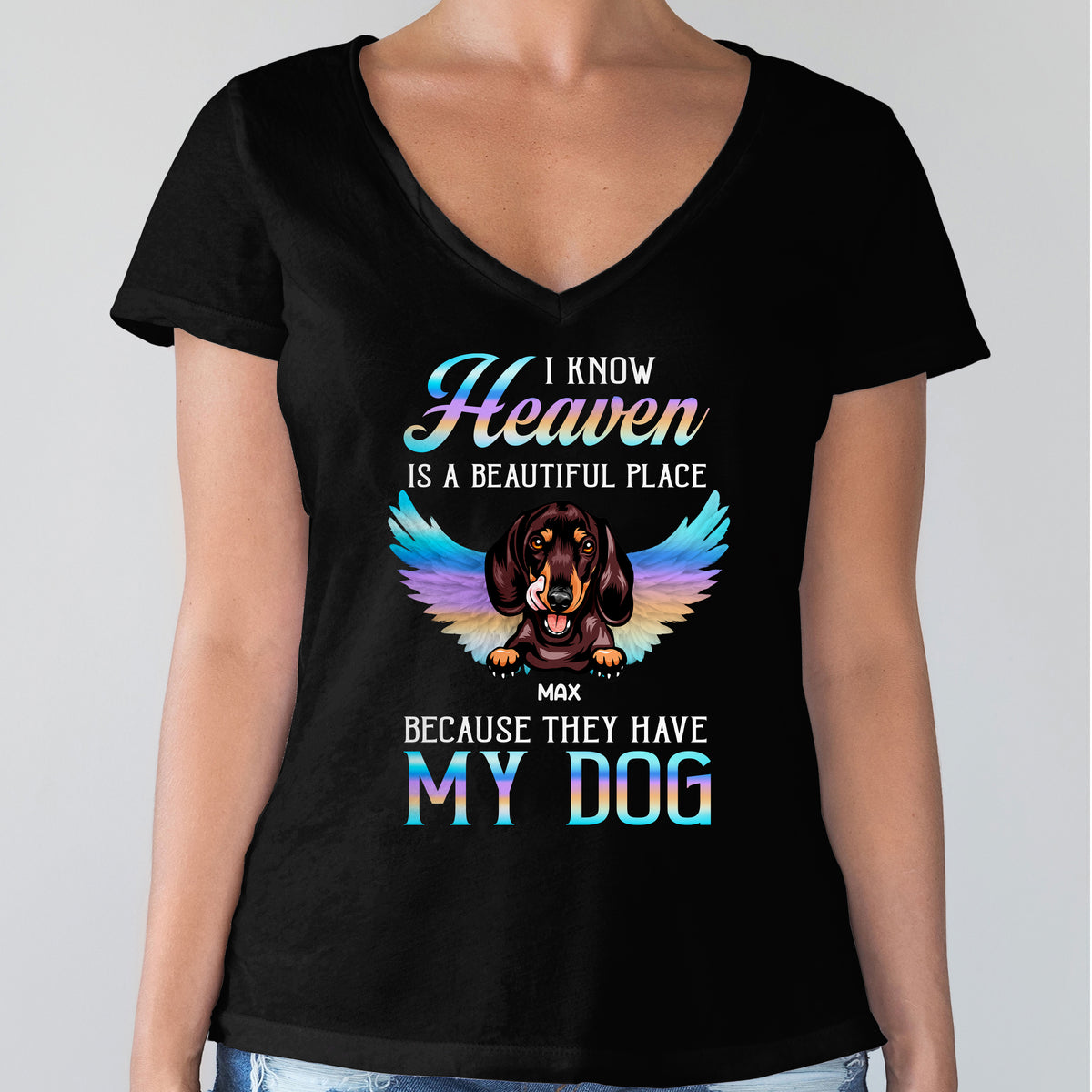 Custom Photo Dog Cat In Heaven Dark Shirt, Memorial Gift For Dog Lovers, Cat Lovers CH07 896336