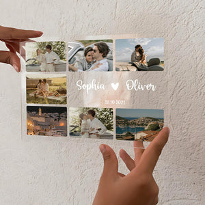 Custom Couple Photo Collage Acrylic Plaque LED Night Light - Gift for Her, Gift for Him LM32 899161