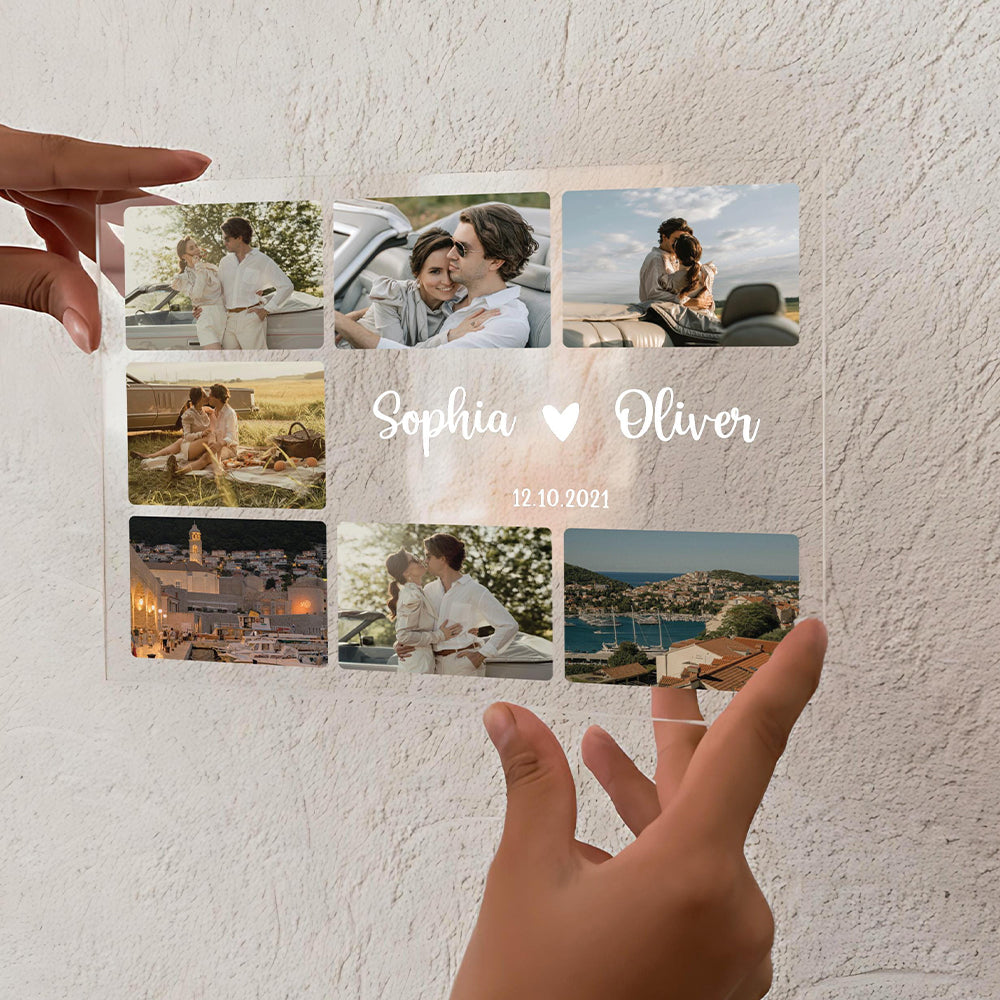 Custom Couple Photo Collage Acrylic Plaque LED Night Light - Gift for Her, Gift for Him LM32 899161