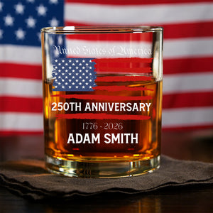 Custom Family Name USA 250th Anniversary Whiskey Glass TH10 898341