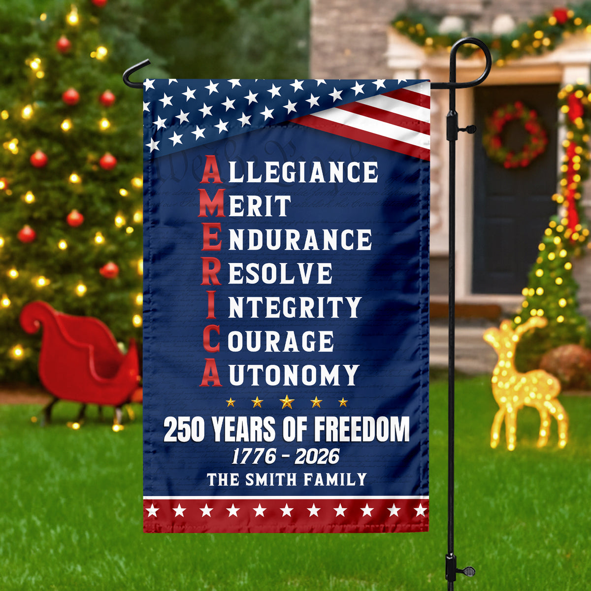 Personalized 250 Years of Freedom American Allegiance Merit Endurance US Garden Flag HO82 902120