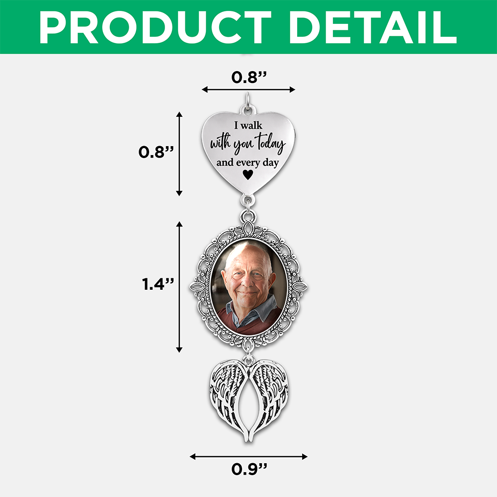 Custom Photo I Walk With You Today And Everyday Memorial Personalized Graduation Tassel Heart & Angel Wing Charm HA75 920828