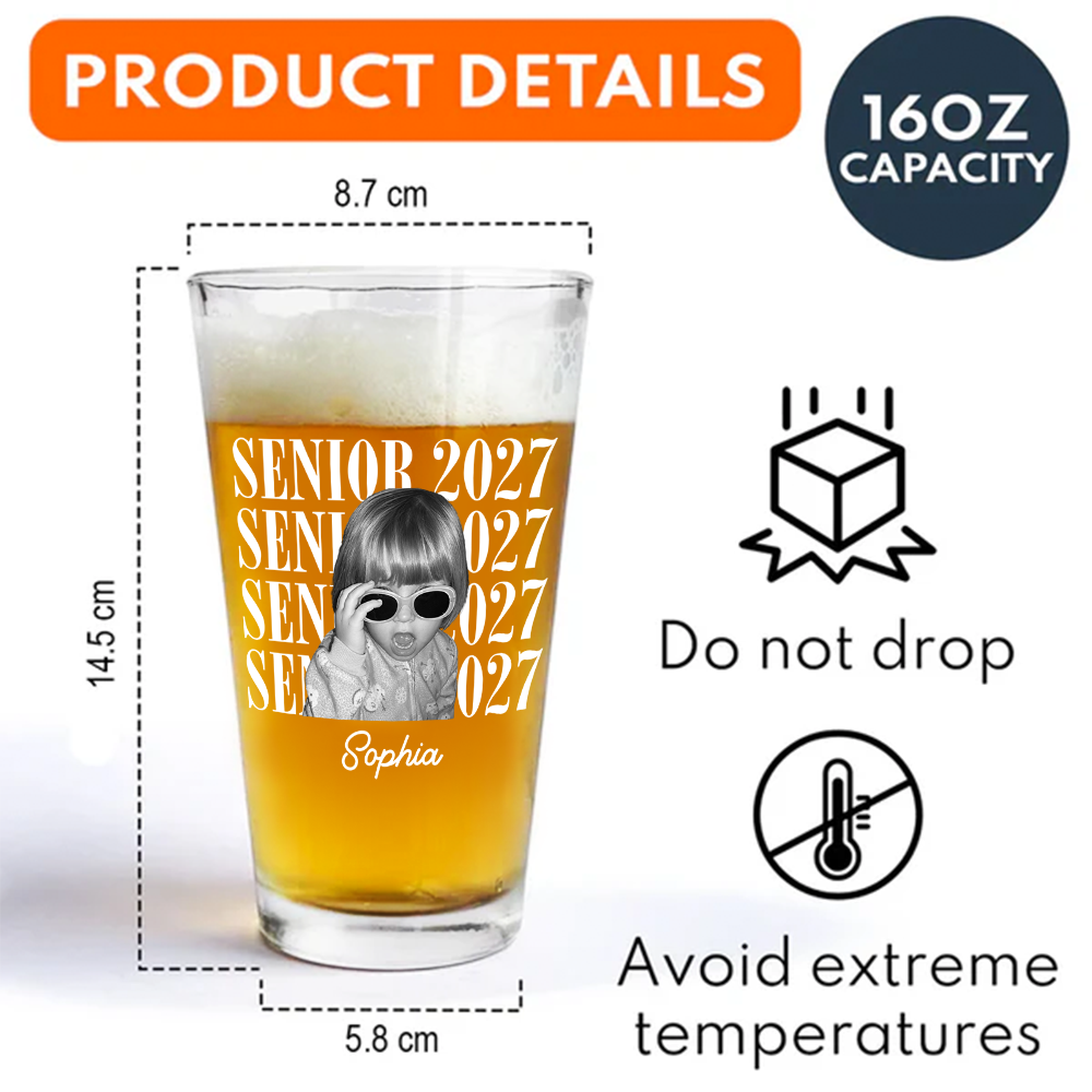 Custom Photo Senior 2027 Print Beer Glass TH10 170623
