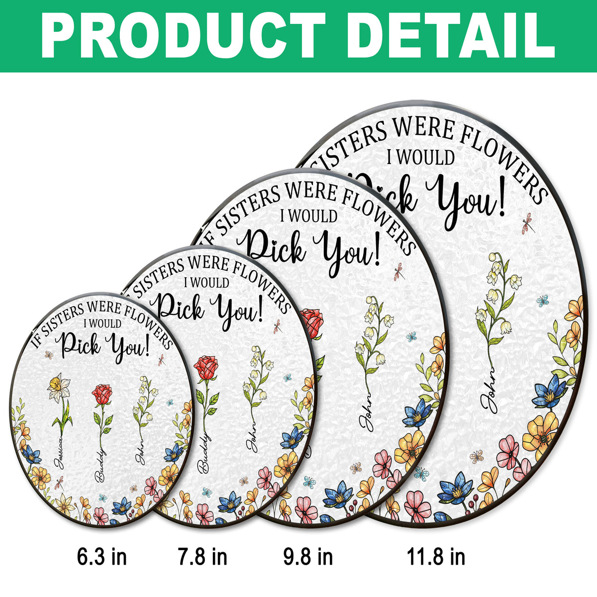 Personalised Birth Flower Sisters Besties From The Same Garden Stained Glass Suncatcher LM32 893943