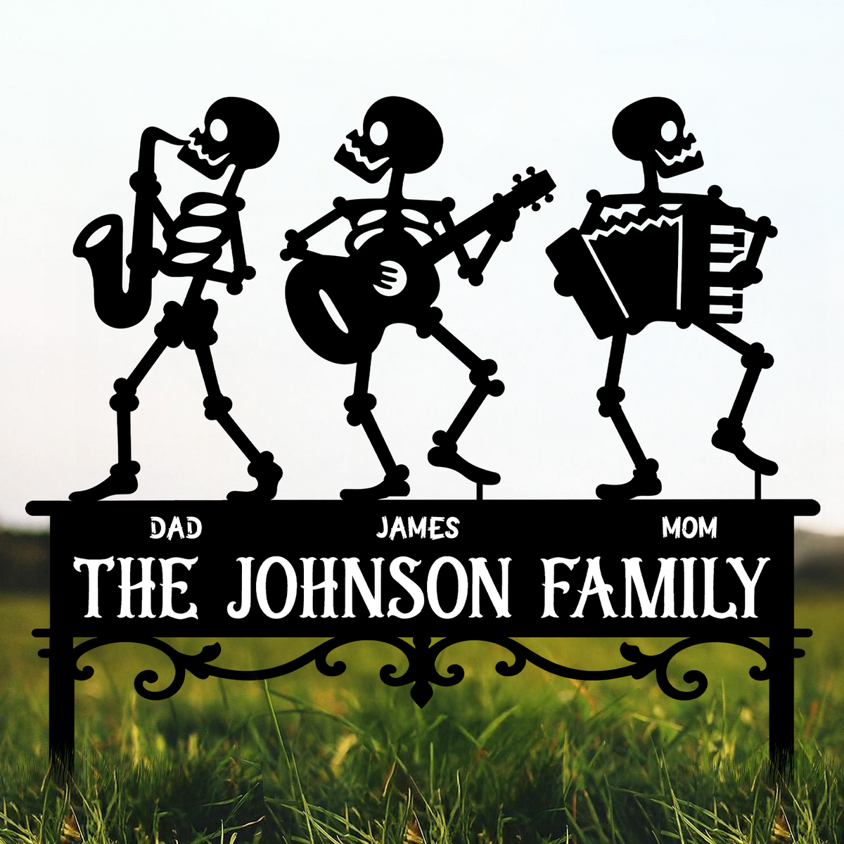 Custom Family Member Skeleton Garden Stake - Personalized Gifts for Halloween CH07 180210