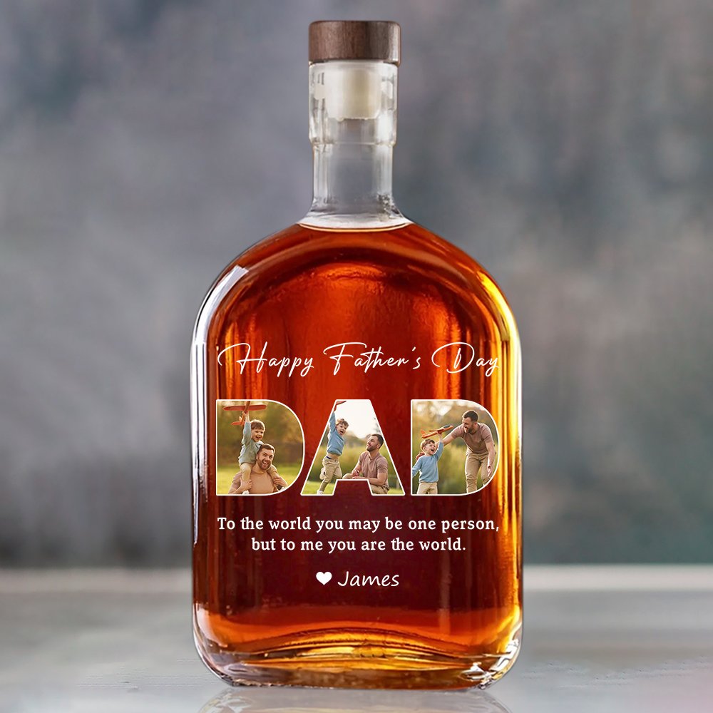 Custom Photo Happy Father's Day Family Whiskey Bottle LM32 893579