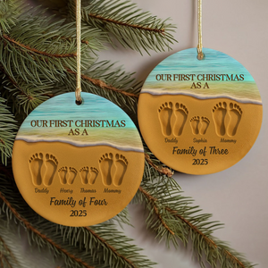 Our First Christmas As A Family Personalized Ceramic Ornament HA75 897472
