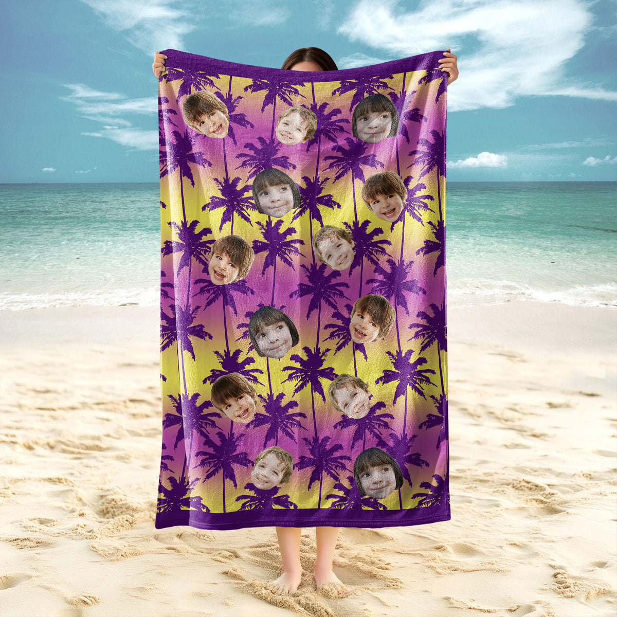 Custom Photo Blue Palm Beach Towel HO82 894066