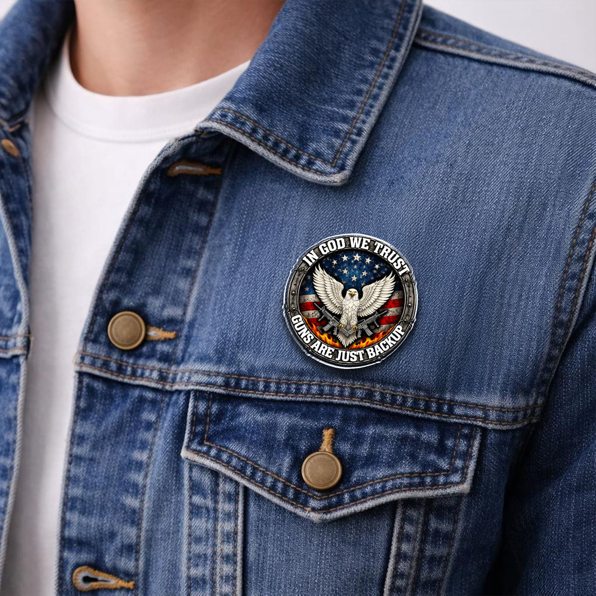 In God We Trust Eagle - Guns Are Just Backup Eagle Acrylic Pin LM32 899527