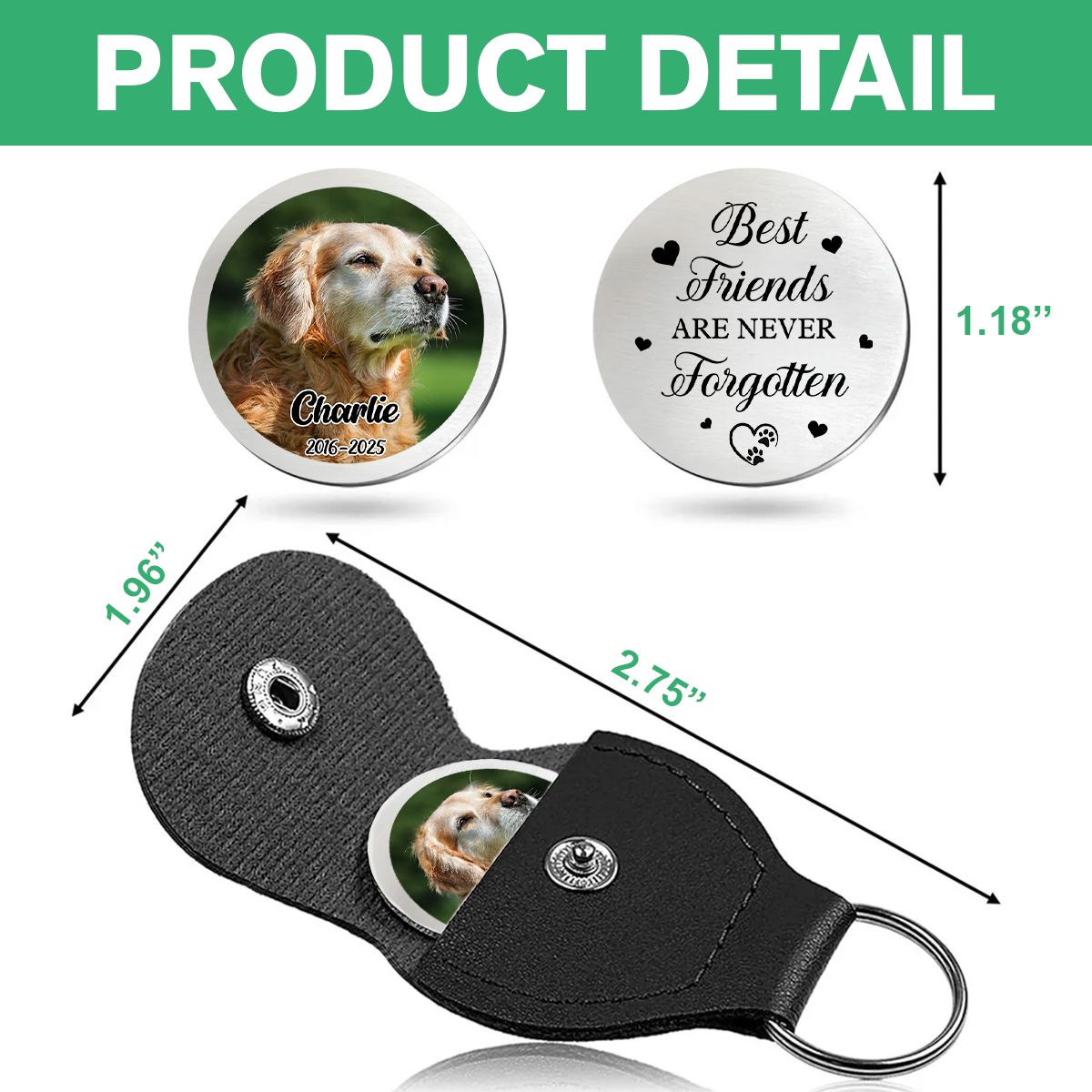 Custom Photo Best Friends Are Never Forgotten Memorial Pocket Hug HA75 897982