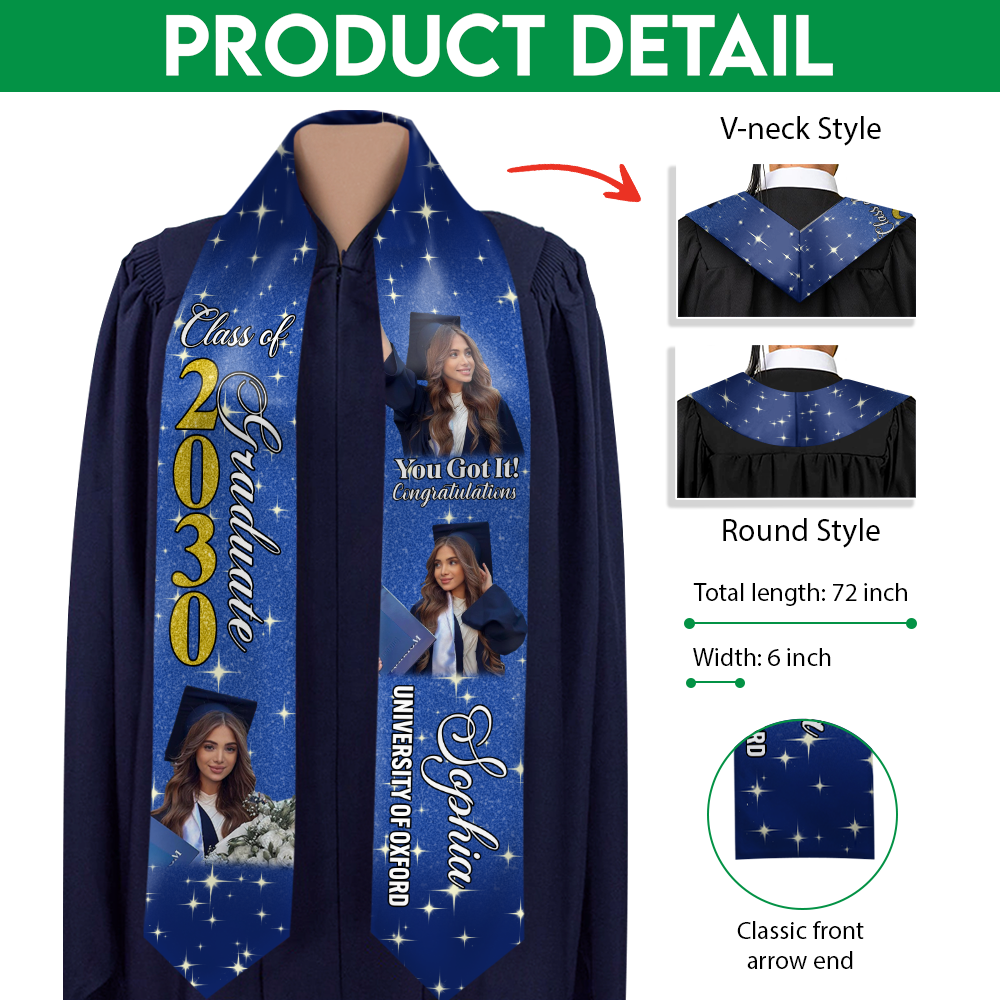 Custom Photo Class of 2026 Graduation Stole CH07 910802