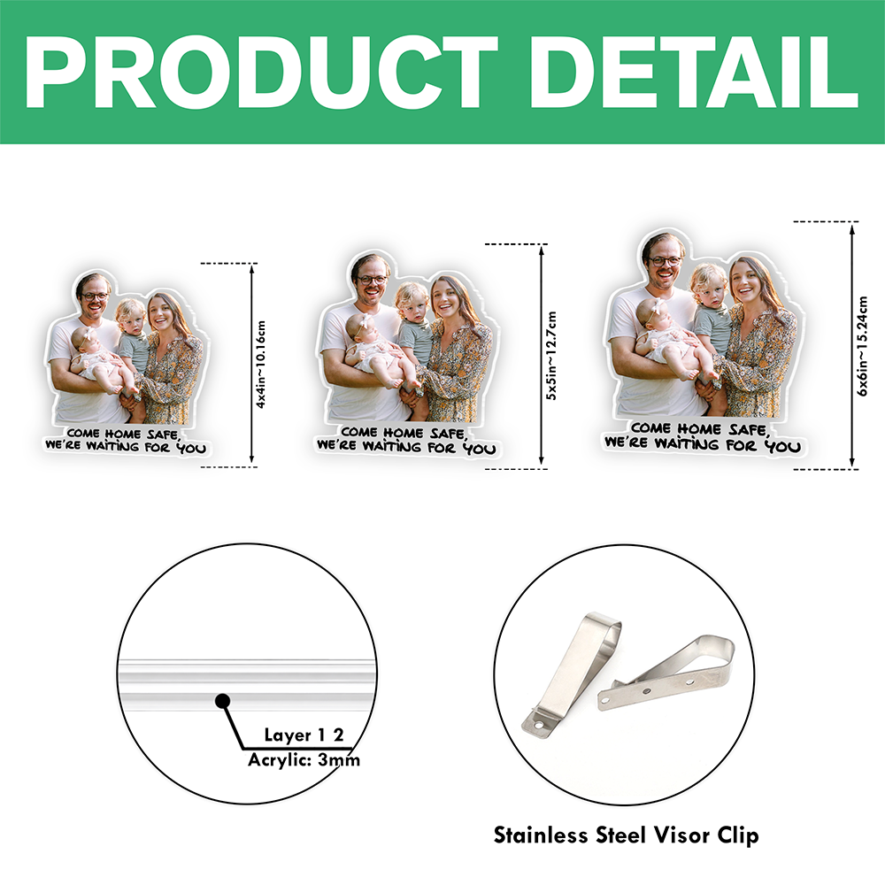 Custom Photo Car Visor Clip - Personalized Gift For Family LM32 899829