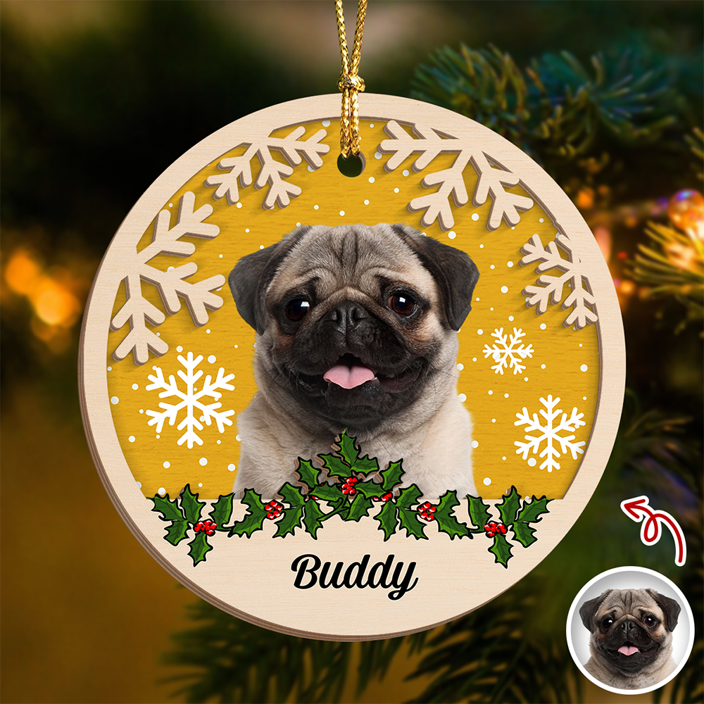 Custom Photo Dog Christmas - Personalized 2-Layered Wooden Ornament CH07 896862