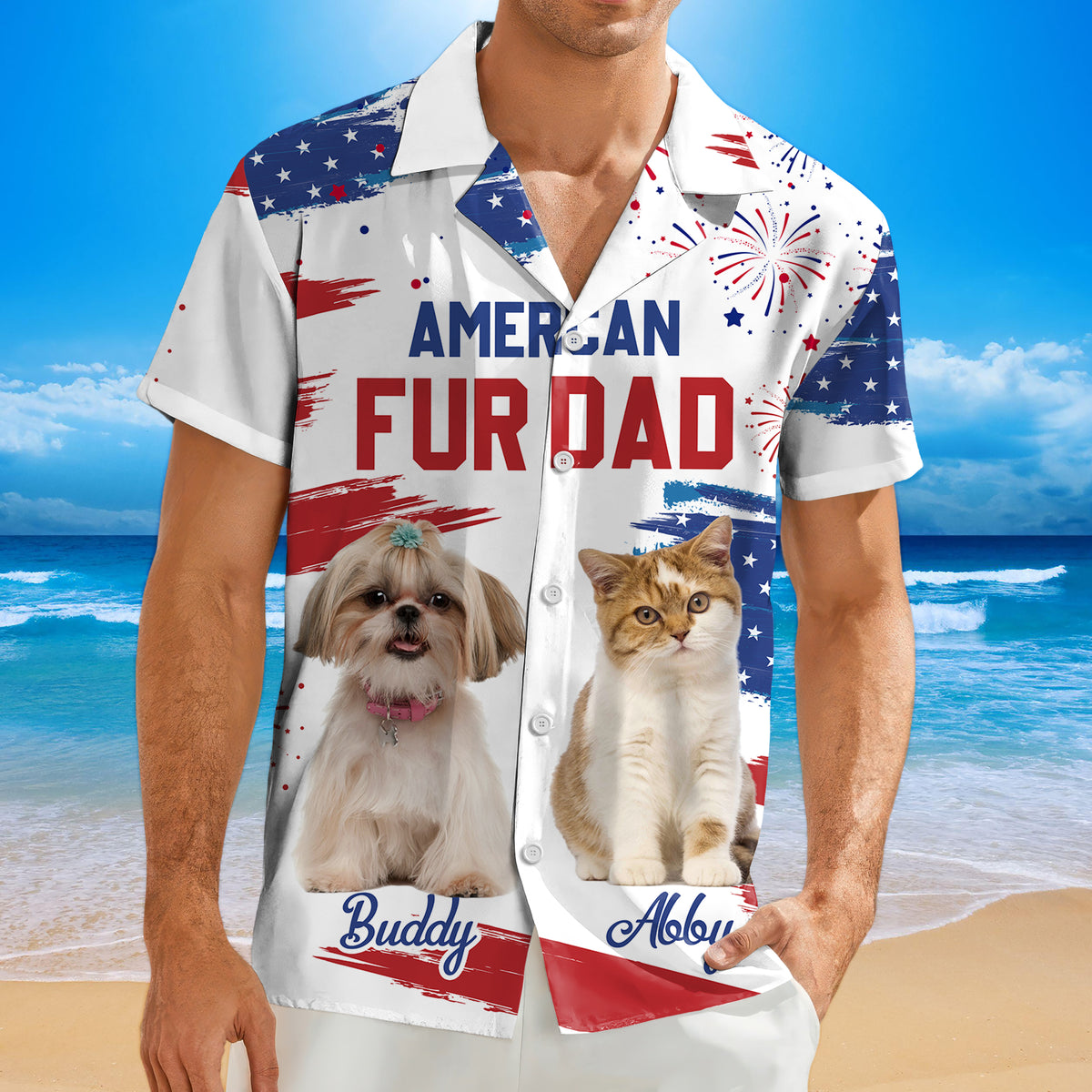 Custom Photo American Dog Dad Personalized Hawaiian Shirt Gifts For Dog Lovers CH07 896094