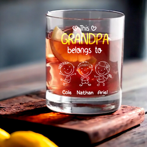 This Grandpa Belongs To Us Whiskey Glass Personalized Gift For Family HO82 894762