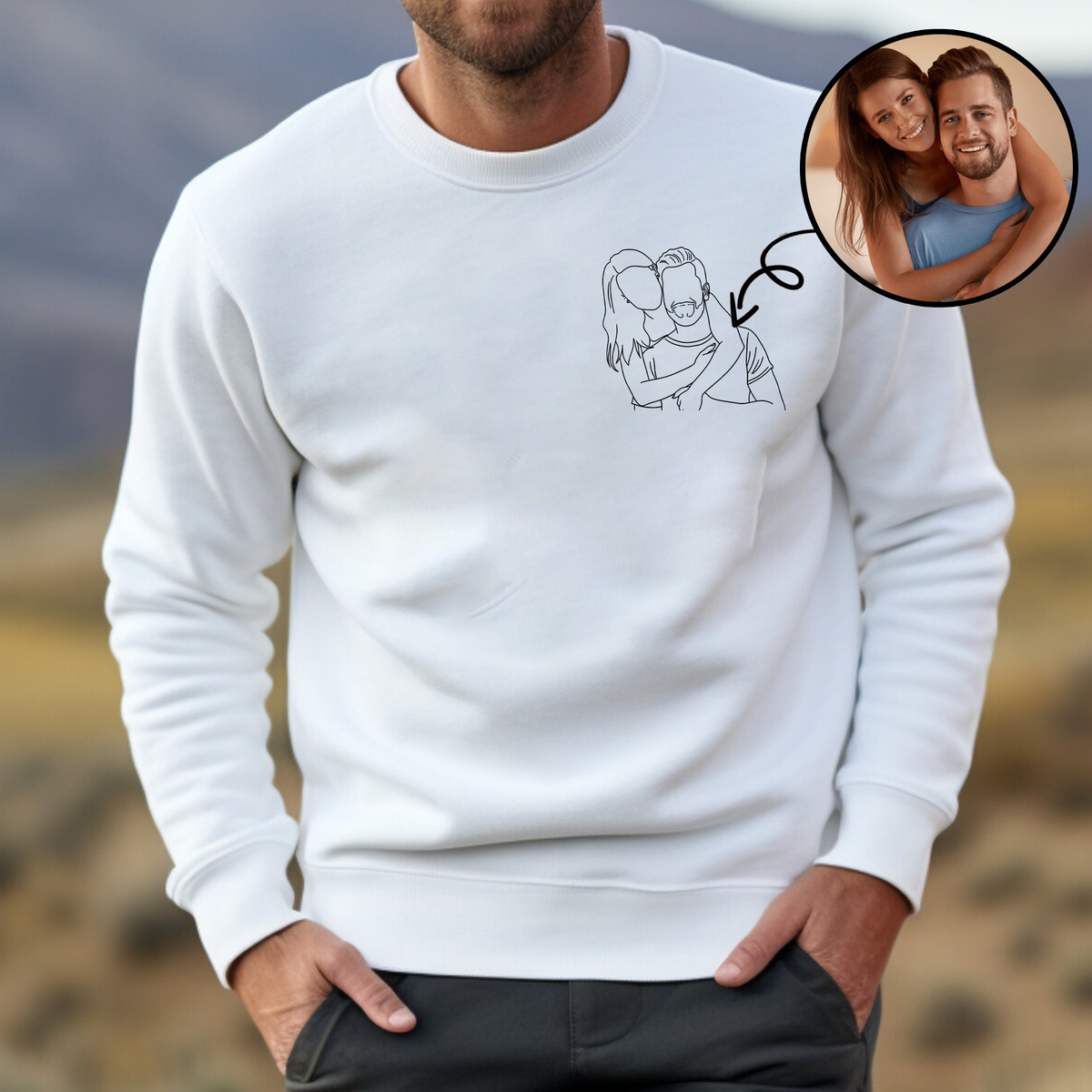 Custom Portrait Photo Drawing Style Couple Bright Shirt Gift For Valentine's Day HO82 900744