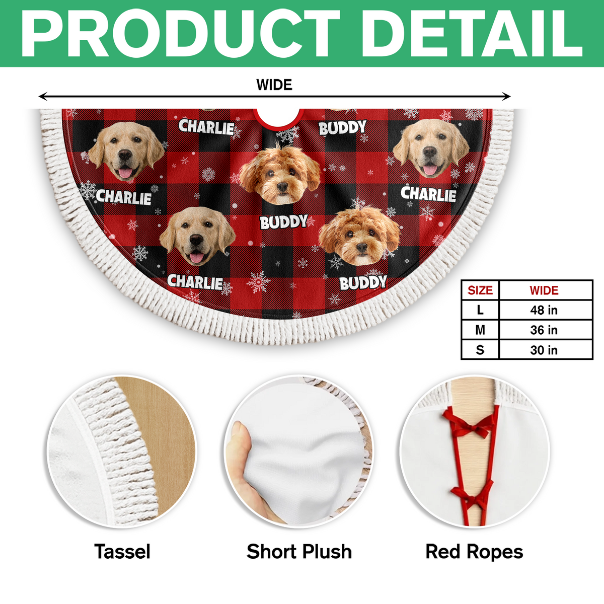 Custom Photo Name Dog Cat Christmas Style Tree Skirt Christmas Decor Gift CH07 899766