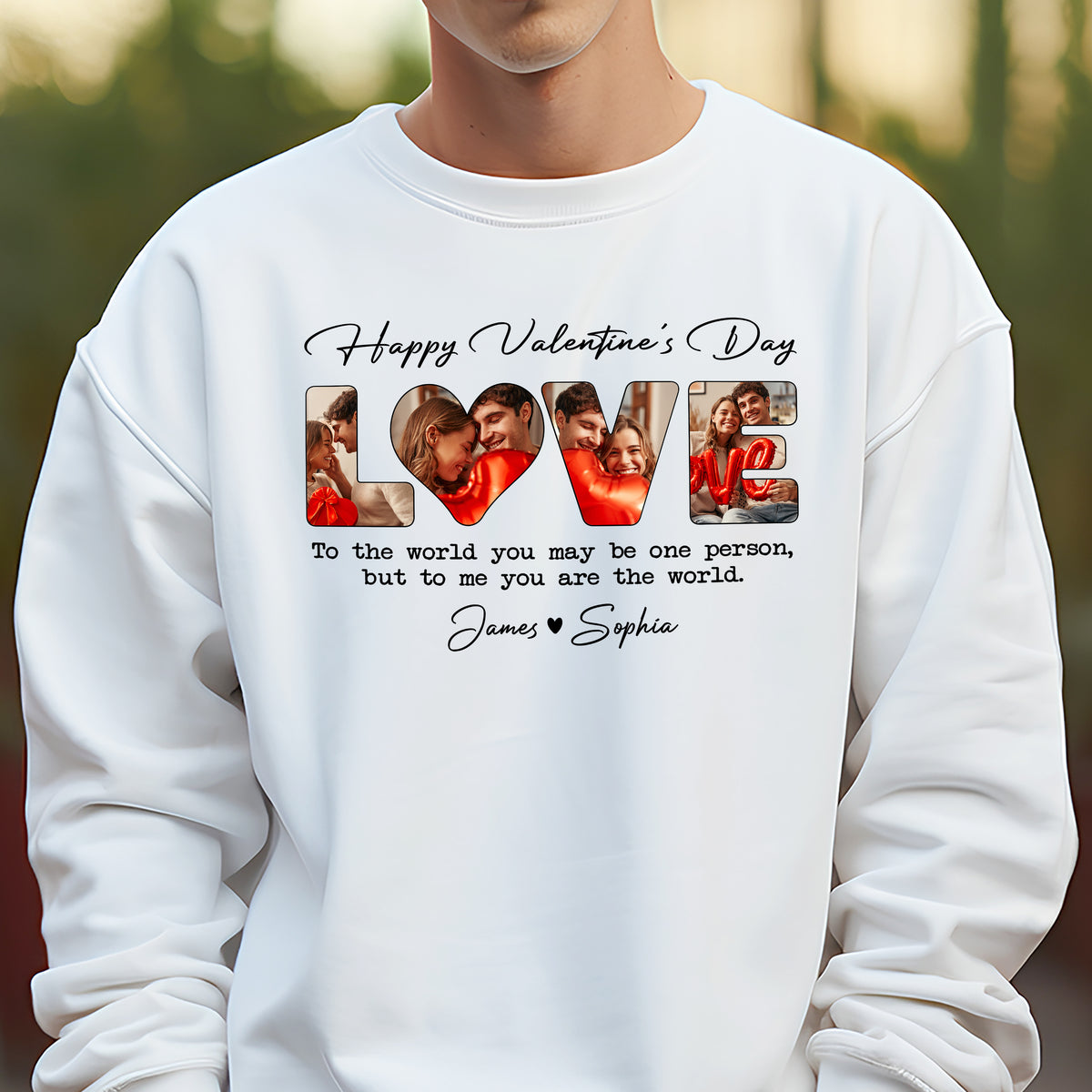 Custom Photo To Me You Are The World Valentine White Shirt For Couple TH10 896967
