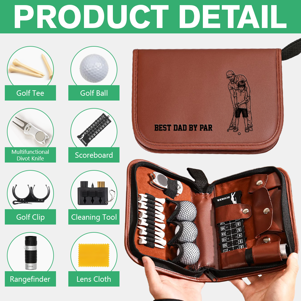 Custom Photo Best Dad By Par Sketch Line Art Golf Set - Personalized Gift For Dad TH10 169821