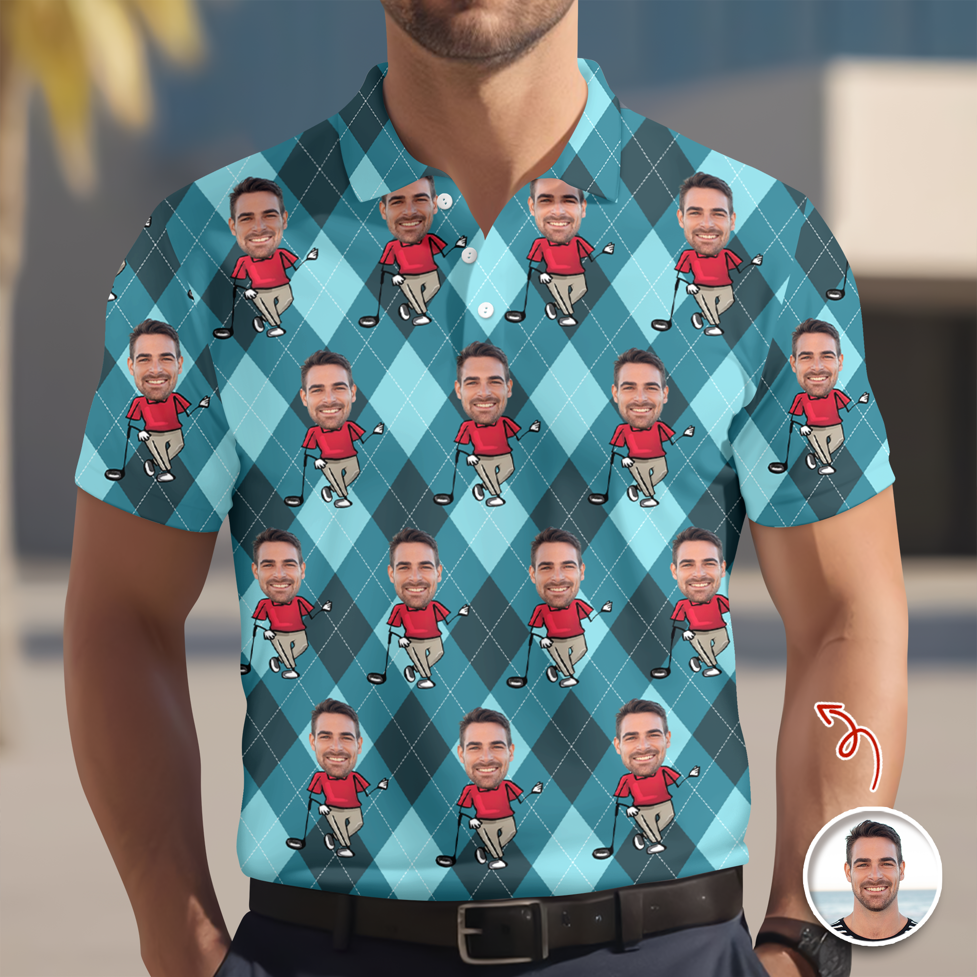 Personalized Golf Gifts For Dad,Custom Face Personalized Golf Polo Shirt Gift For Golfer, Golf Lovers