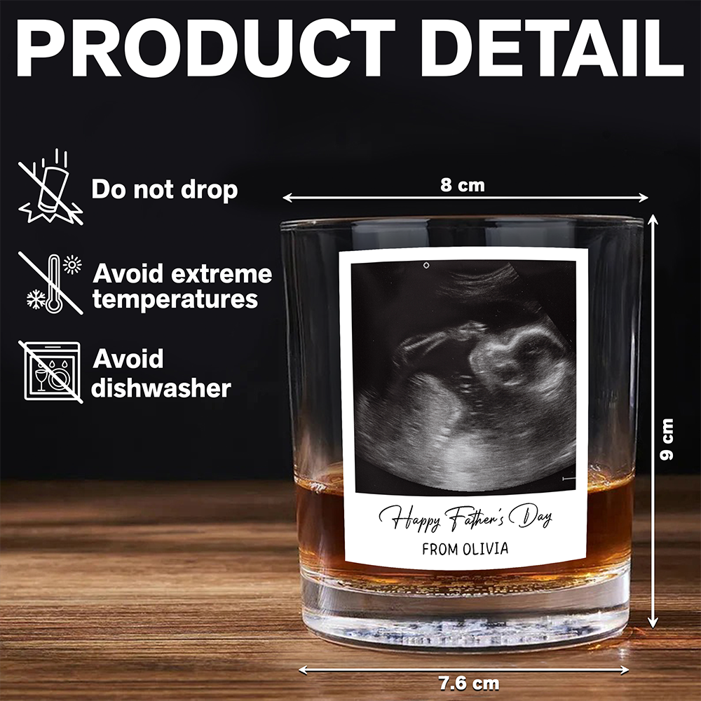 Custom Ultrasound Photo Happy Father's Day Rock Glass - Personalized New Dad Gift CH07 911512
