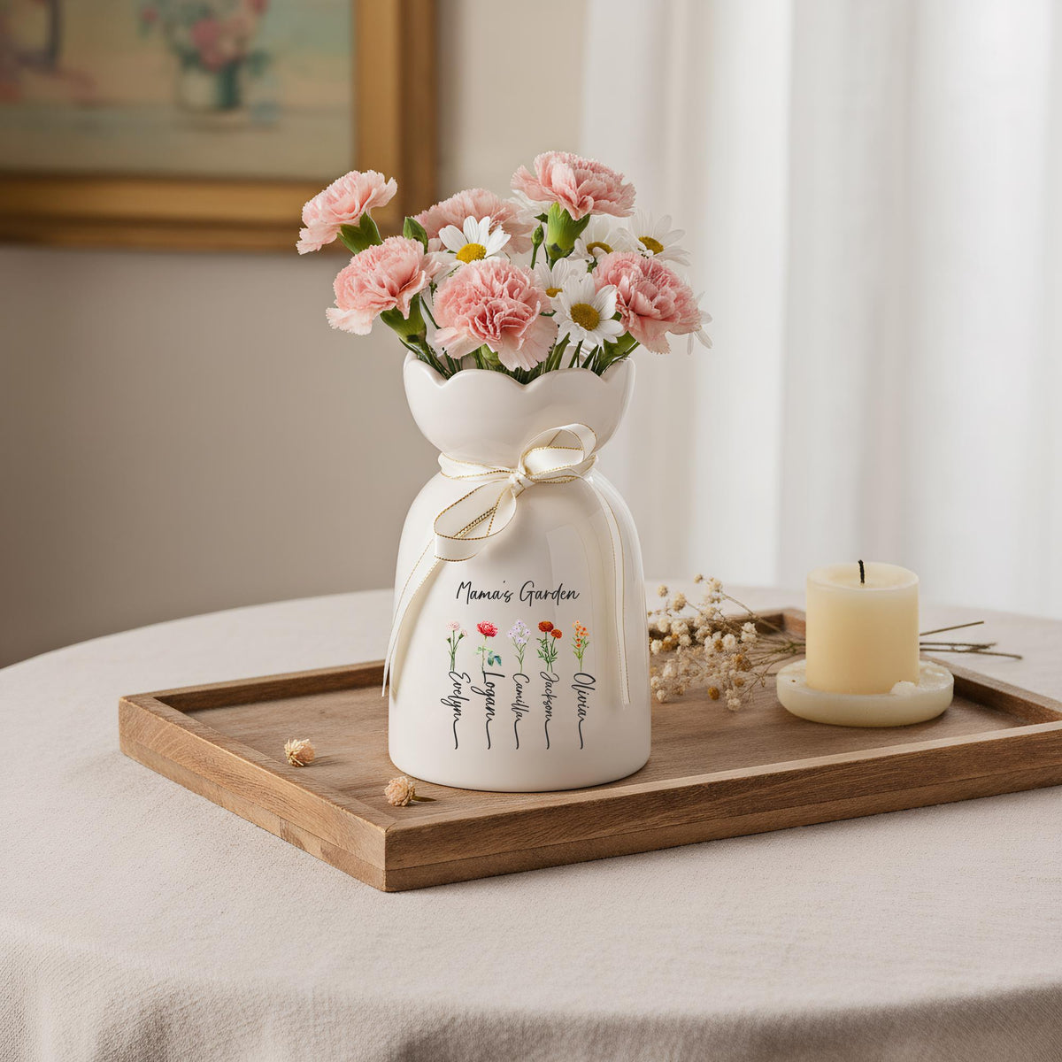 Custom Mama’s Garden Birth Month Flower Ceramic Vase, Mother’s Day Gift from Kids LM32 899721