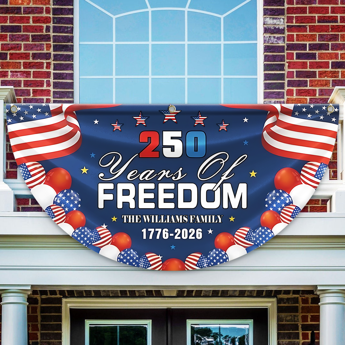 Custom Family Name 250 Years Of Freedom Non-Pleated Fan Flag TH10 169333