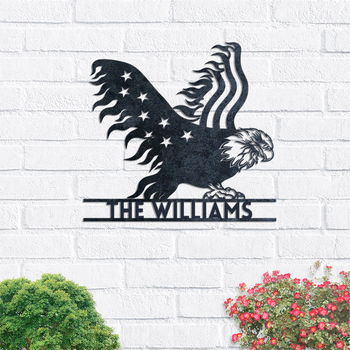 Custom Family Name Patriotic Eagle Metal House Metal Sign HO82 901146