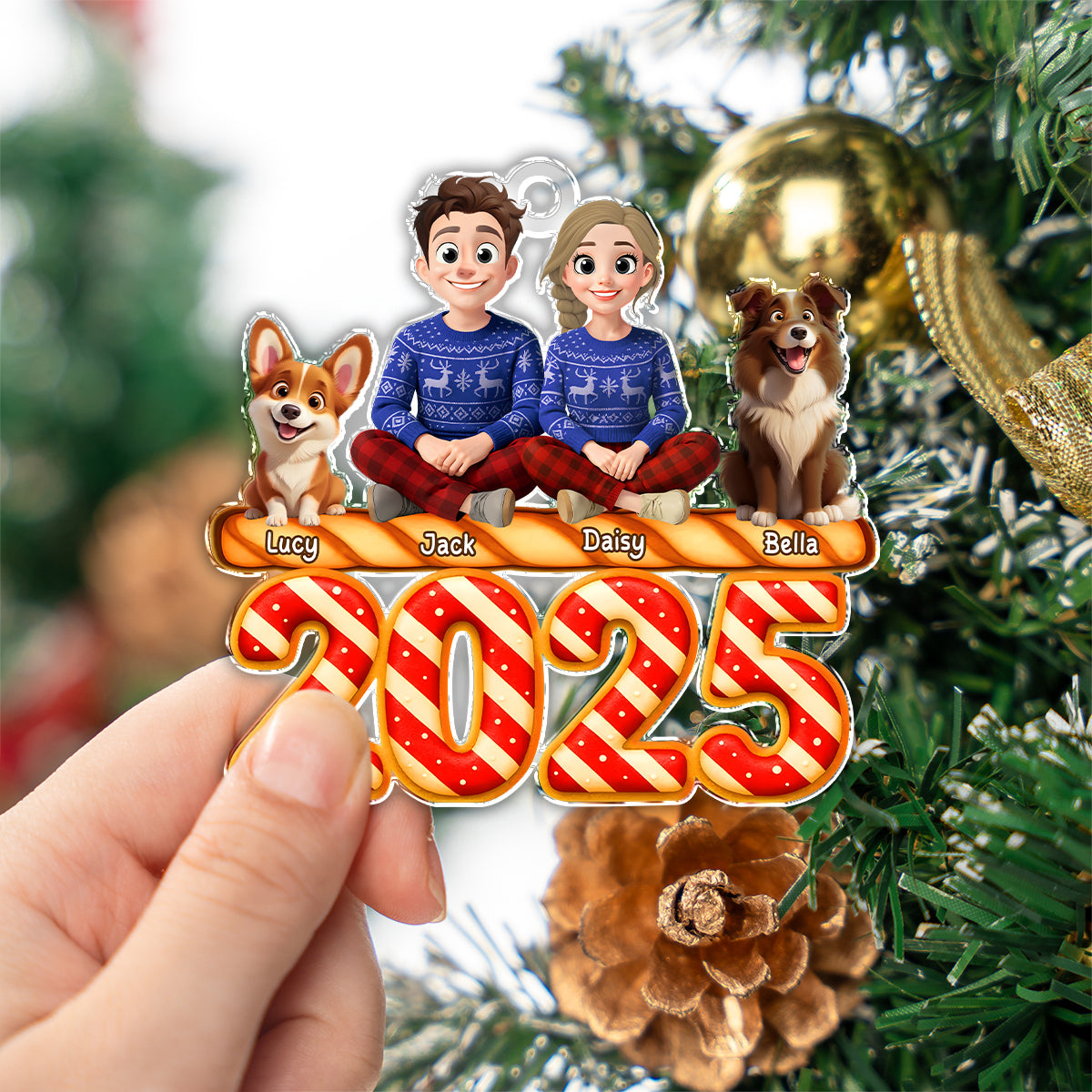 Personalized Candy Family Together Christmas Acrylic Ornament HA75 897978