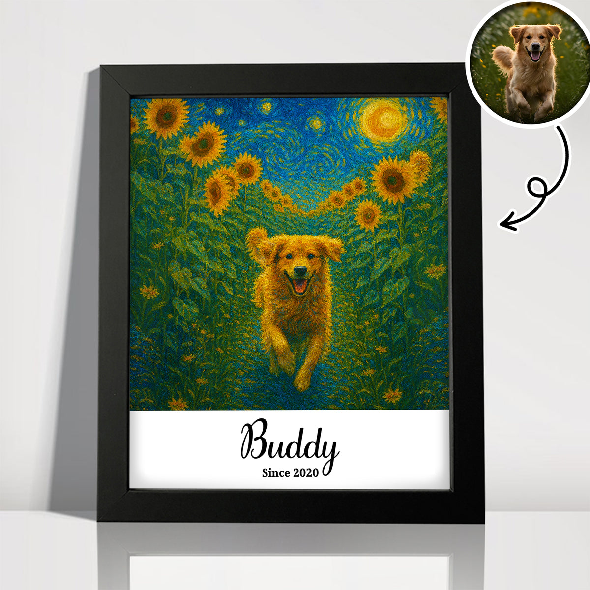 Custom Dog Cat Photo Van Gogh Art Unique Picture Frame LM32 893929