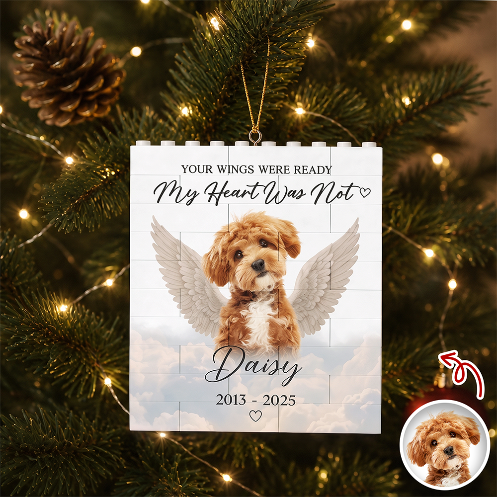 Personalized Pet Memorial Angel Wings Building Blocks Ornament CH07 180258
