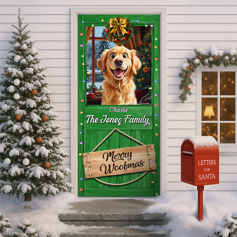 Custom Cute 3D Dog Merry Woofmas Christmas Decoration Door Cover LM32 897121