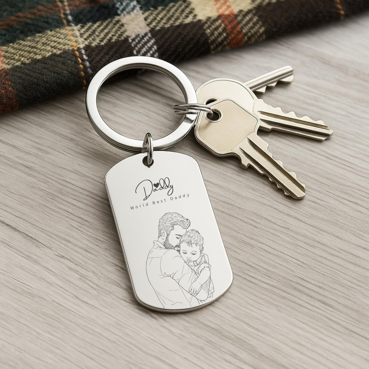 Custom Photo Sketch Metal Keychain -  Father's Day Gift For Dad LM32 669125