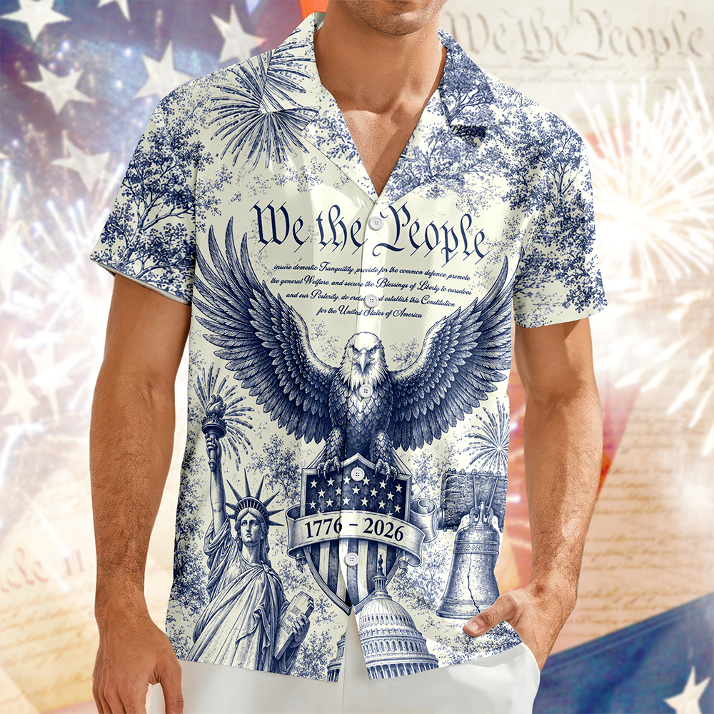 USA 250 Years Of Freedom - We The People Toile De Jouy Style Patriotic Hawaii Shirt Patriotic 4th Of July Hawaii Shirt CH07 911614