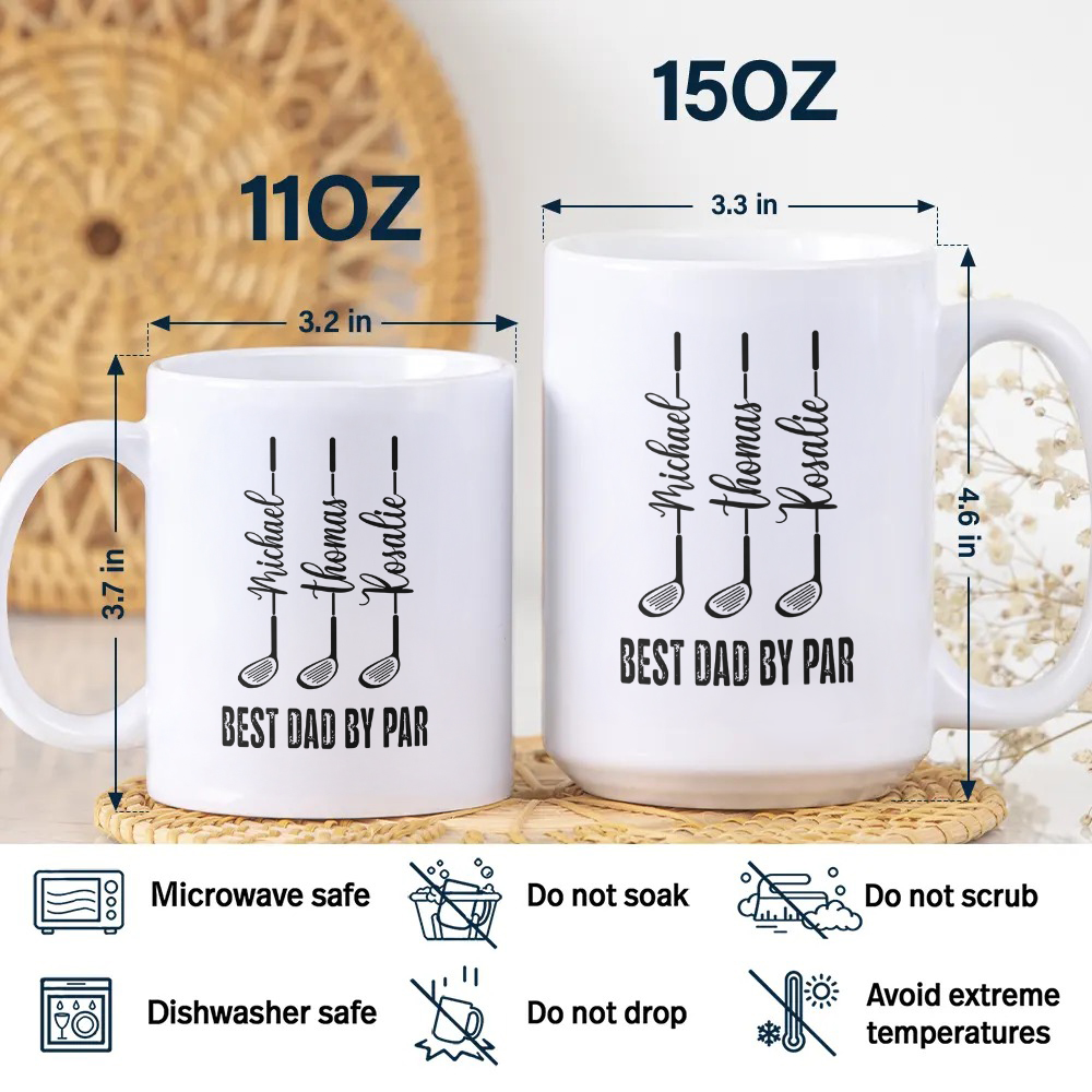 Personalized Best Dad by Par Mug – Custom Golf Gift for Dad with Kids Names, Father’s Day Gift HA75 921266