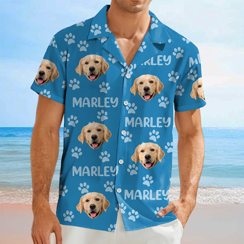 Custom Photo Funny Pet Face Pattern Dog Cat Family Hawaii Shirt HA75 892312
