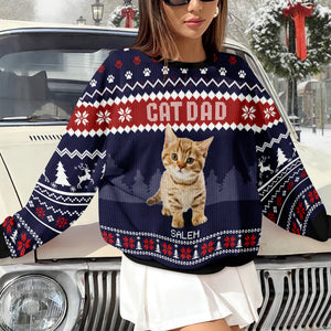 Custom Photo Cat Dad Cat Mom Ugly Sweater HA75 892896