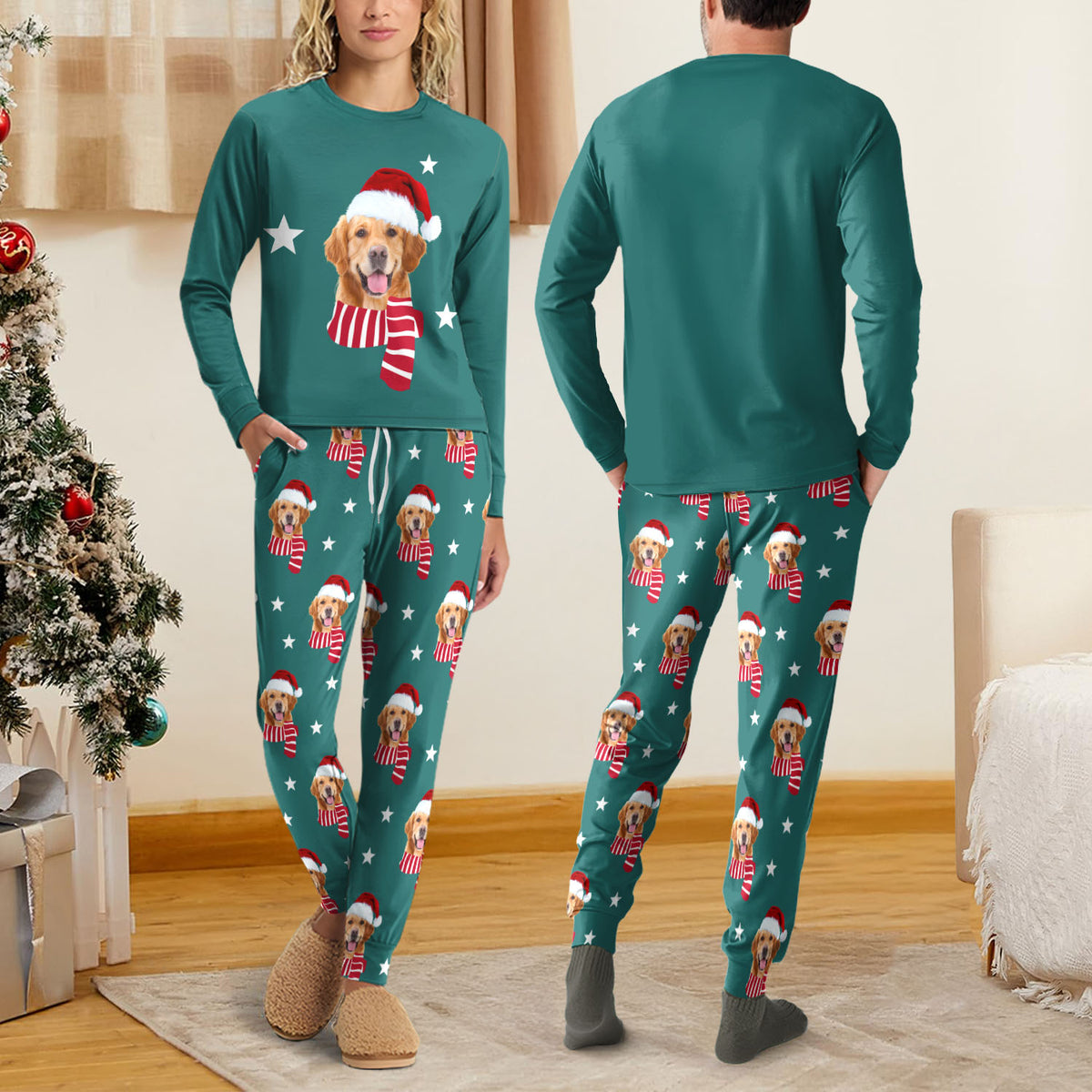 Custom Dog Christmas Photo Sleepwear Matching Clother For Dog Lovers CH07 896682