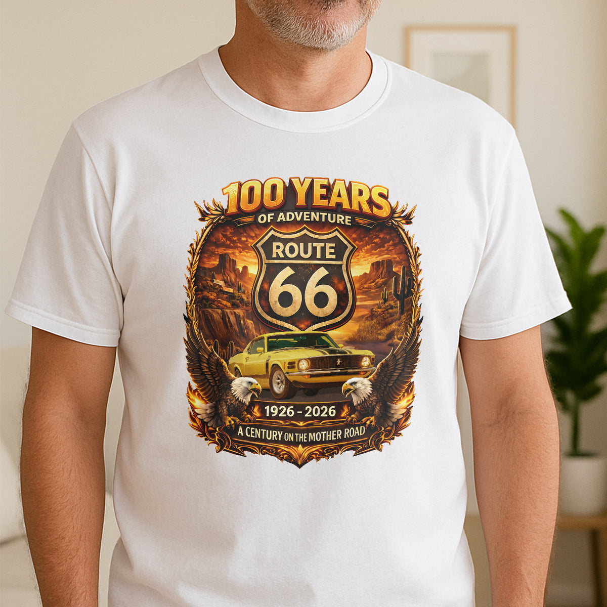 Custom Photo 100 Years Of Adventure Route 66 Car Bright Shirt For Car Lover TH10 898659
