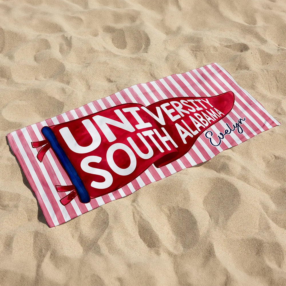 Personalized College Pennant Spirit Beach Towel – Graduation Gift HO82 902152