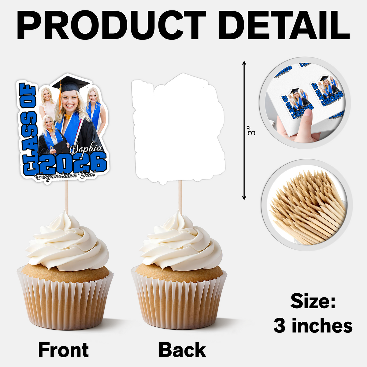 Custom Photo Class Of 2026 Graduation Cupcake Toppers HA75 920044