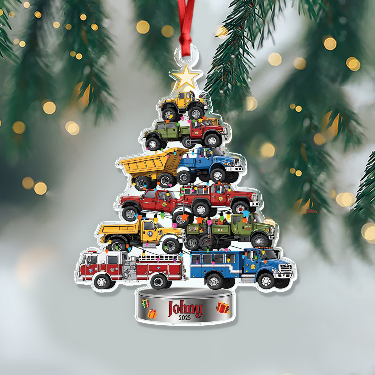 Personalized Name Trucks Vehicle Holiday Christmas Acrylic Ornament LM32 897395