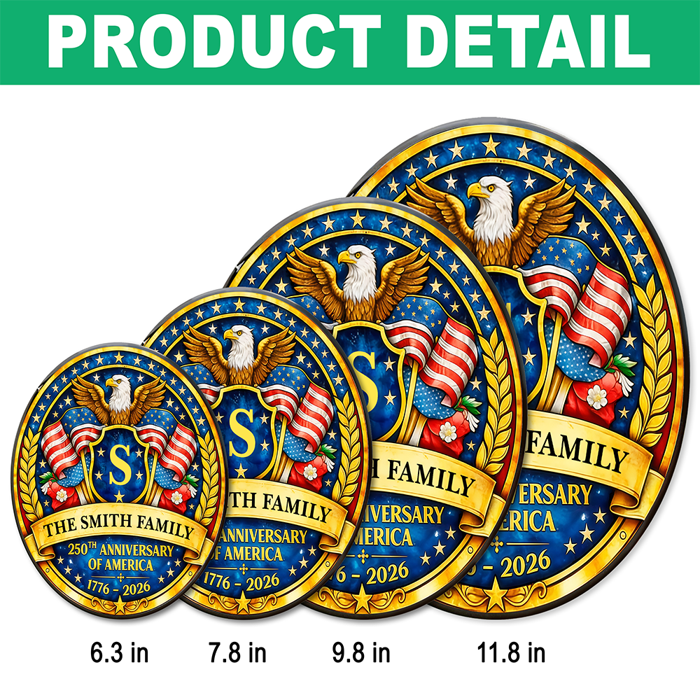 Custom Family Name 250th Anniversary Of America Stained Glass Suncatcher LM32 899287