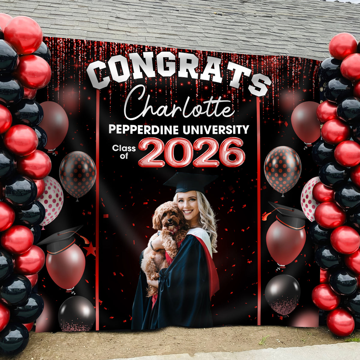 Congrats Class of 2026 Custom Photo And Name Graduation Party Backdrop CH07 899738
