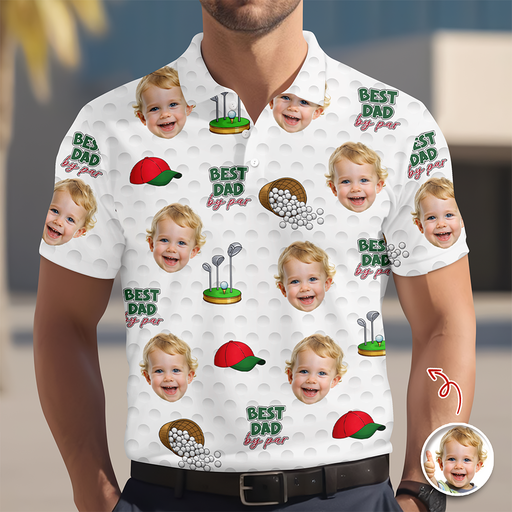 Best Dad By Par Polo Shirt Personalized Funny Face Photo Polo Shirt CH07 911126