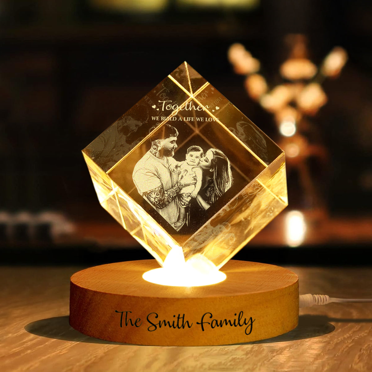 Custom Photo You And Me We Got This Couple Engraved Crystal Photo With Light HA75 898208