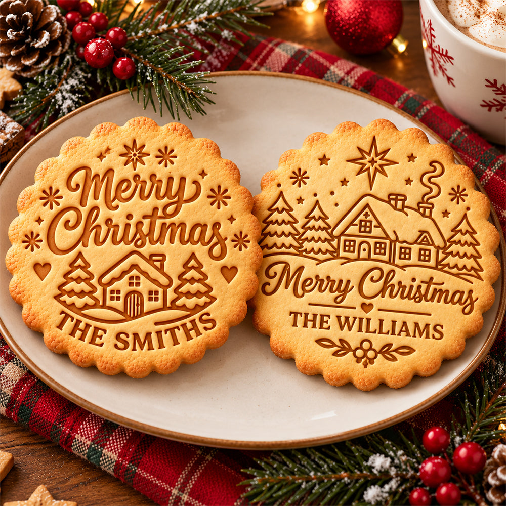 Custom Family Name Merry Christmas Cookie Stamp CH07 181108
